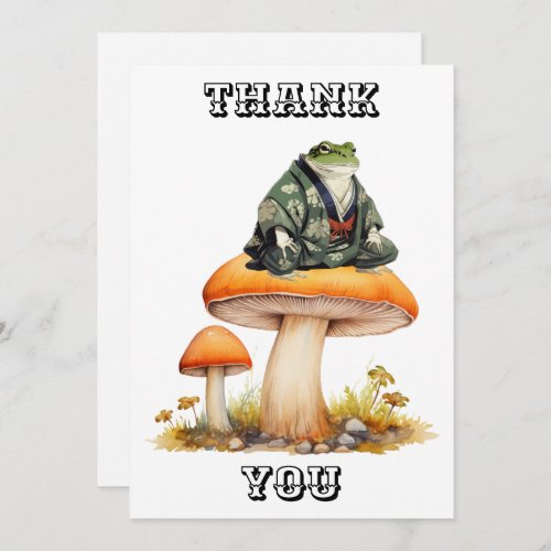   Edo era character frog sitting on mushroom Thank You Card