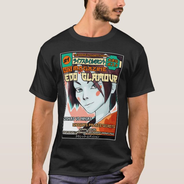 Edo Glamour The Fight of Geishas Against Ninjas in T-Shirt (Front)