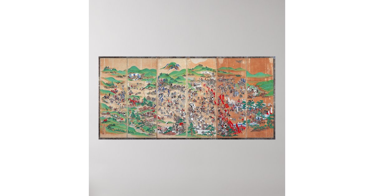Edo Period Screen Of The Battle Of Sekigahara Poster Zazzle Com