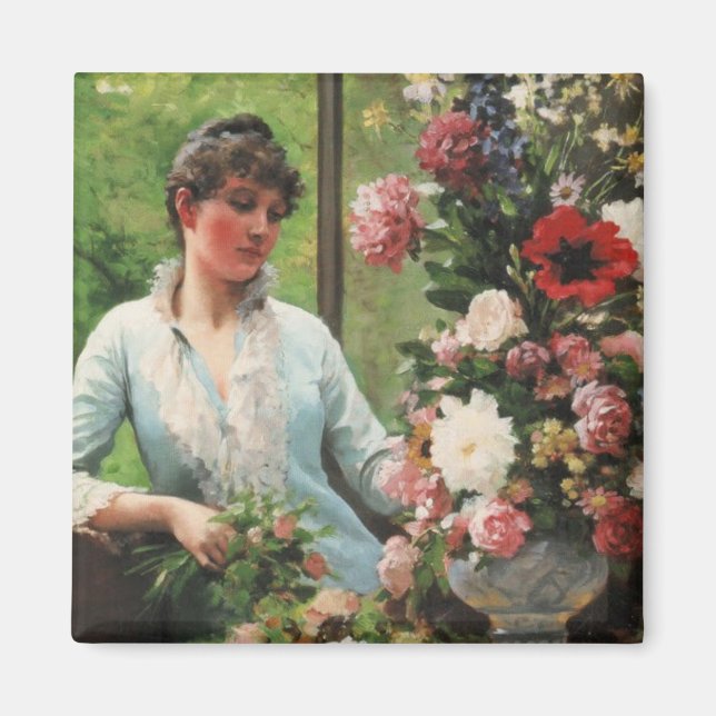 Edouard Debat-Po Preparing the flower arrangement Magnet (Front)