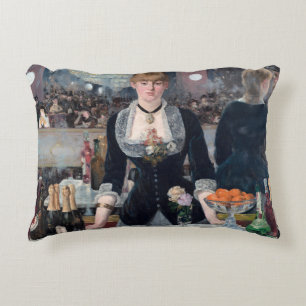 Edouard Manet - A Bar at the Folies-Bergere Accent Pillow