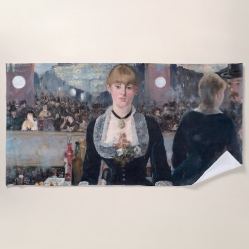 Edouard Manet _ A Bar at the Folies_Bergere Beach Towel