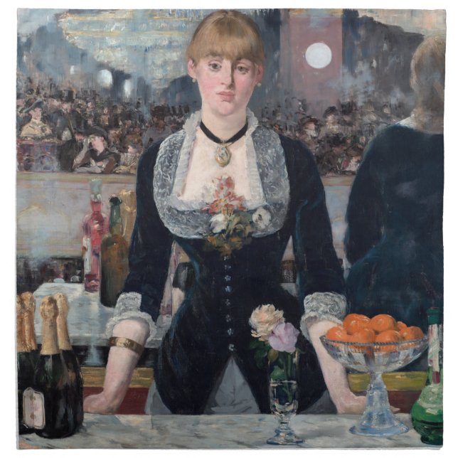 Edouard Manet - A Bar at the Folies-Bergere Cloth Napkin (Front)