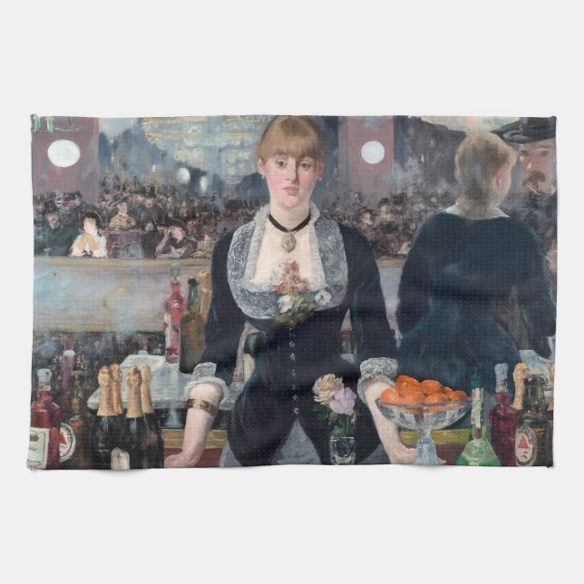 Edouard Manet - A Bar at the Folies-Bergere Kitchen Towel (Horizontal)