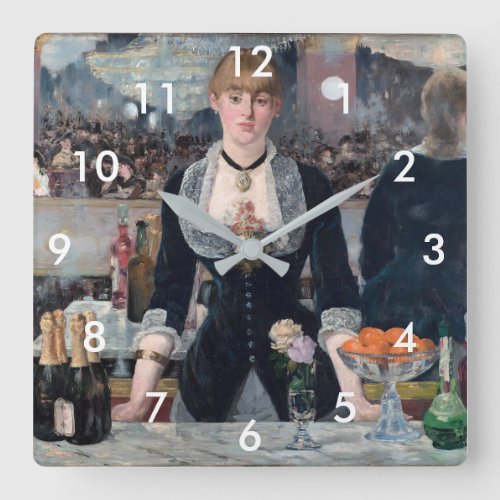 Edouard Manet _ A Bar at the Folies_Bergere Square Wall Clock