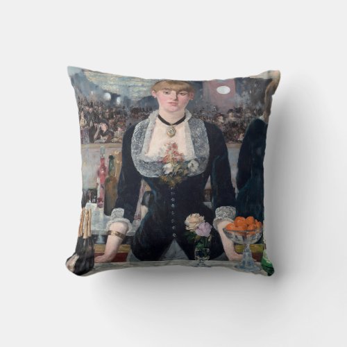 Edouard Manet _ A Bar at the Folies_Bergere Throw Pillow