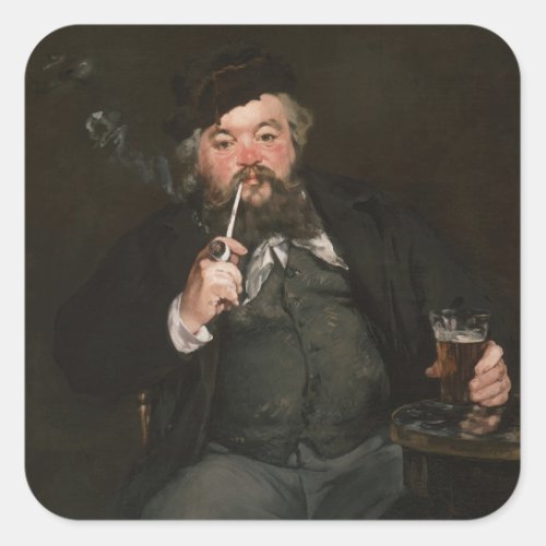 Edouard Manet _ A Good Glass of Beer  Le bon bock Square Sticker