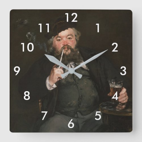Edouard Manet _ A Good Glass of Beer  Le bon bock Square Wall Clock