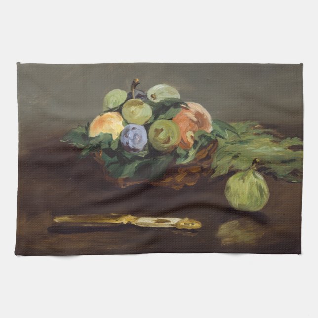 Edouard Manet - Basket of Fruits Kitchen Towel (Horizontal)