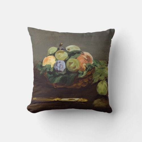 Edouard Manet _ Basket of Fruits Throw Pillow