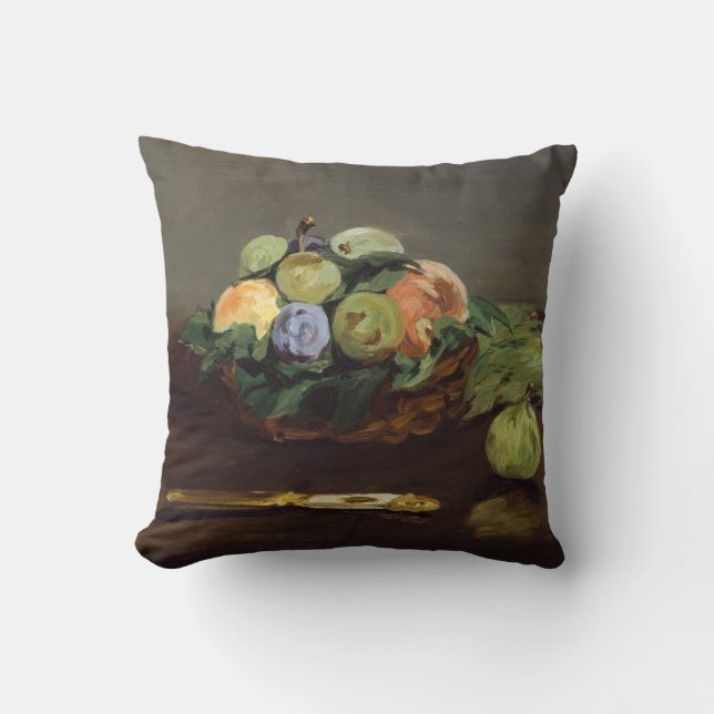 Edouard Manet - Basket of Fruits Throw Pillow (Front)