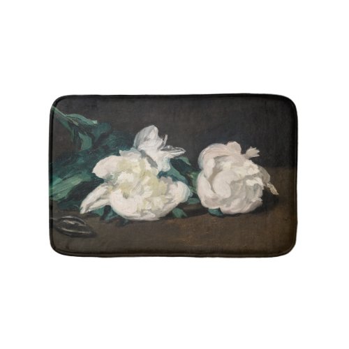 Edouard Manet _ Branch of White Peonies Secateurs Bath Mat