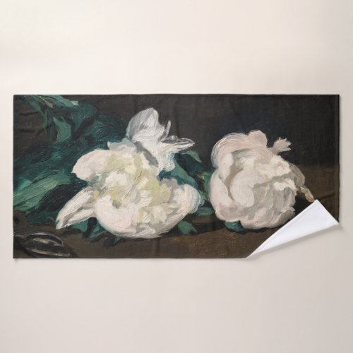 Edouard Manet _ Branch of White Peonies Secateurs Bath Towel Set