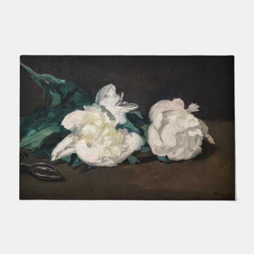 Edouard Manet _ Branch of White Peonies Secateurs Doormat