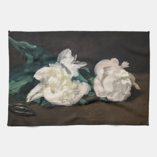 Edouard Manet _ Branch of White Peonies Secateurs Kitchen Towel