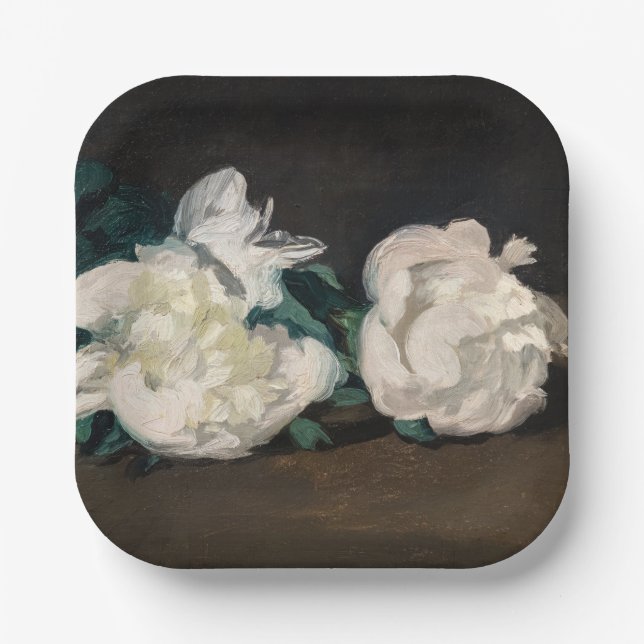 Edouard Manet - Branch of White Peonies, Secateurs Paper Plates (Front)