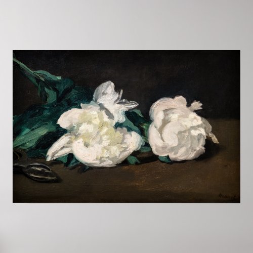 Edouard Manet _ Branch of White Peonies Secateurs Poster