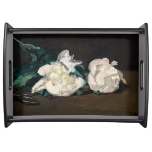 Edouard Manet - Branch of White Peonies, Secateurs Serving Tray
