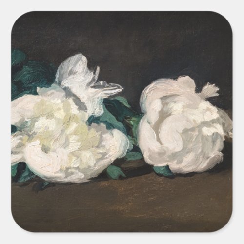Edouard Manet _ Branch of White Peonies Secateurs Square Sticker