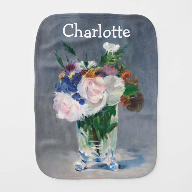 Edouard Manet - Flowers in a Crystal Vase Baby Burp Cloth (Front)