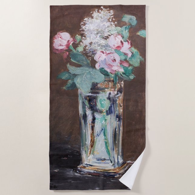 Edouard Manet - Flowers in a Crystal Vase Beach Towel (Front)