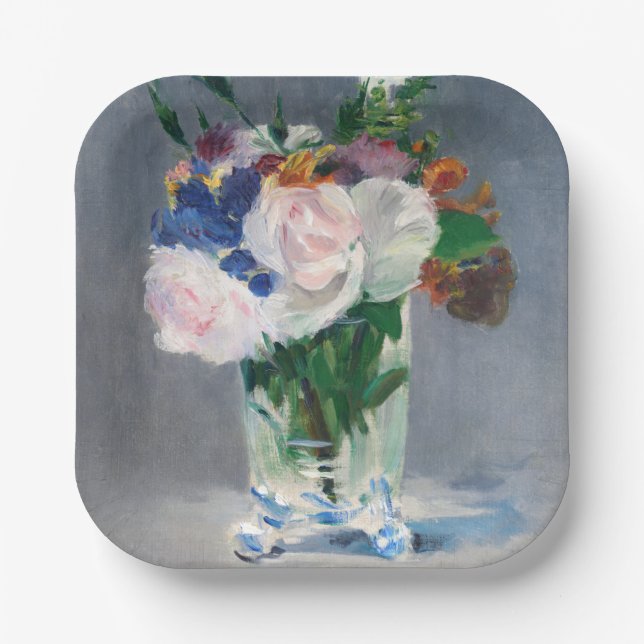 Edouard Manet - Flowers in a Crystal Vase Paper Plates (Front)