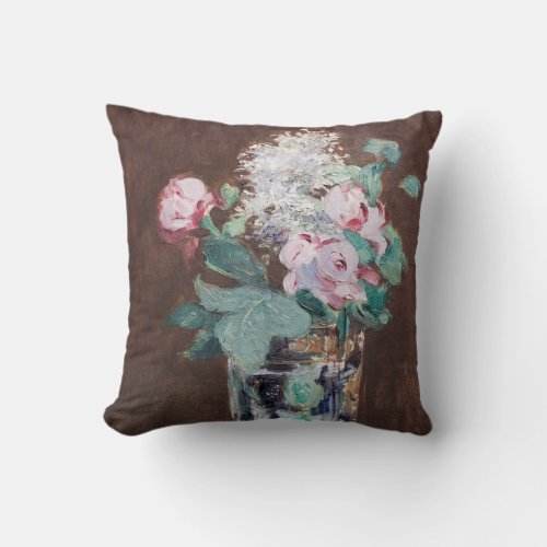 Edouard Manet _ Flowers in a Crystal Vase Throw Pillow