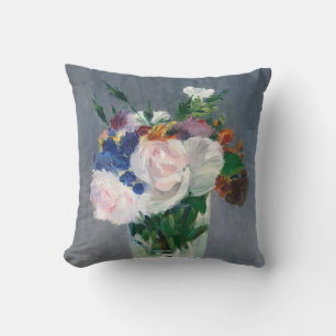 Edouard Manet - Flowers in a Crystal Vase Throw Pillow