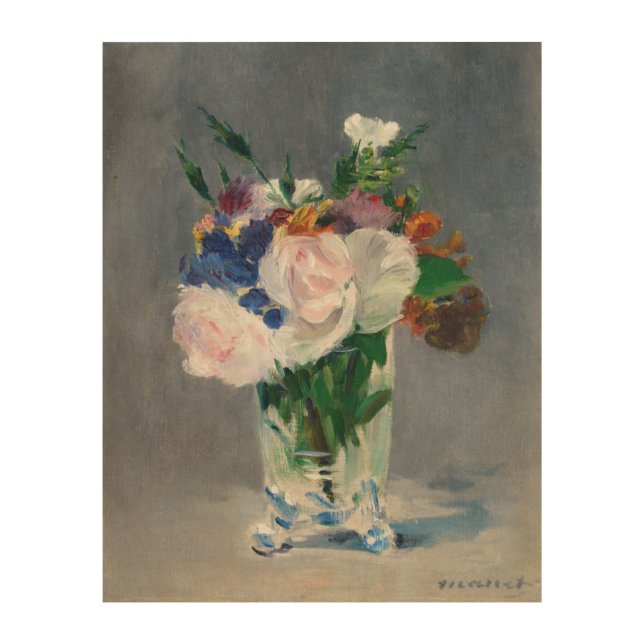 Edouard Manet - Flowers in a Crystal Vase Wood Wall Art (Front)