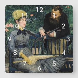 Edouard Manet - In the Conservatory Square Wall Clock