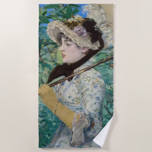 Edouard Manet _ Jeanne  Spring Beach Towel