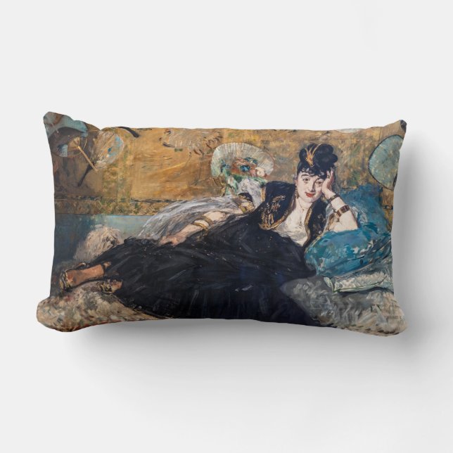 Edouard Manet - Lady with Fans Lumbar Pillow (Front)