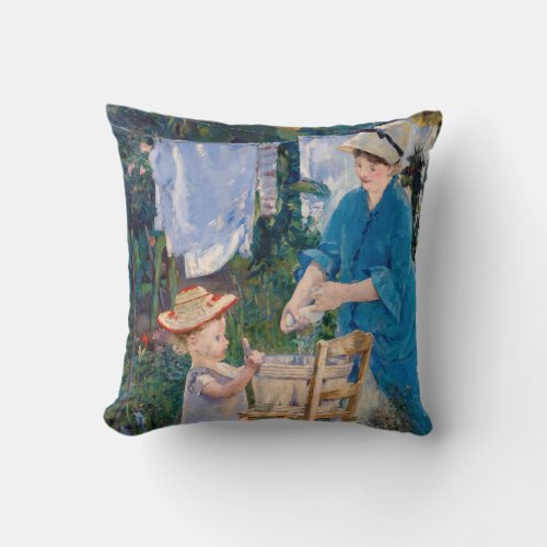 Edouard Manet _ Laundry Throw Pillow
