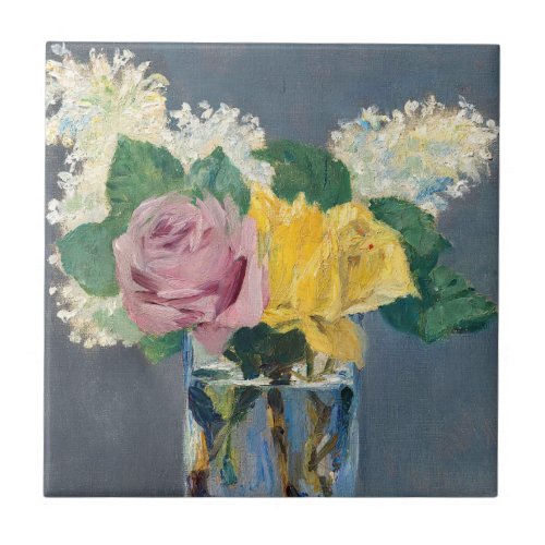 Edouard Manet _ Lilacs and Roses Ceramic Tile