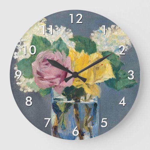 Edouard Manet _ Lilacs and Roses Large Clock