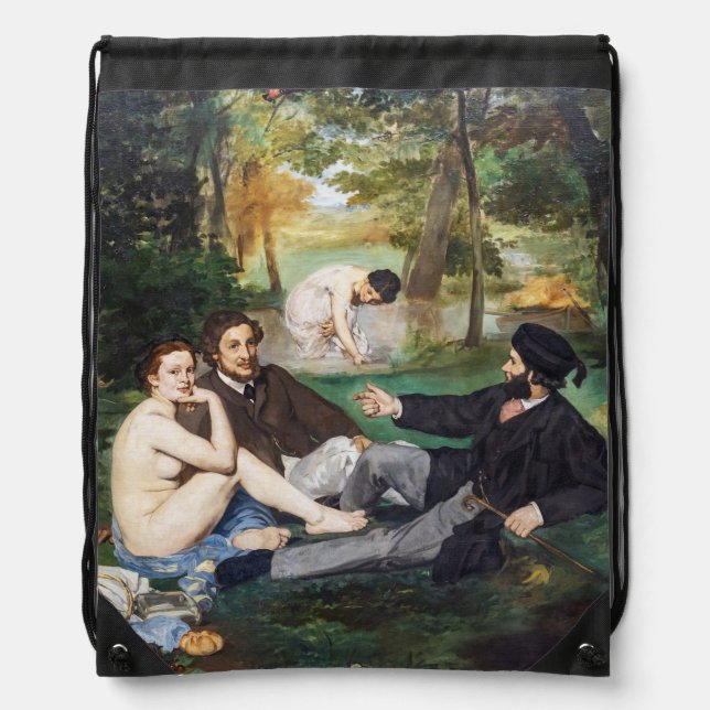 Edouard Manet - Luncheon on the Grass Drawstring Bag (Front)