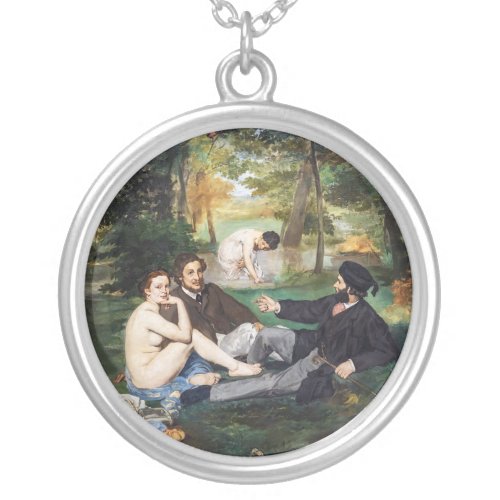 Edouard Manet _ Luncheon on the Grass Silver Plated Necklace
