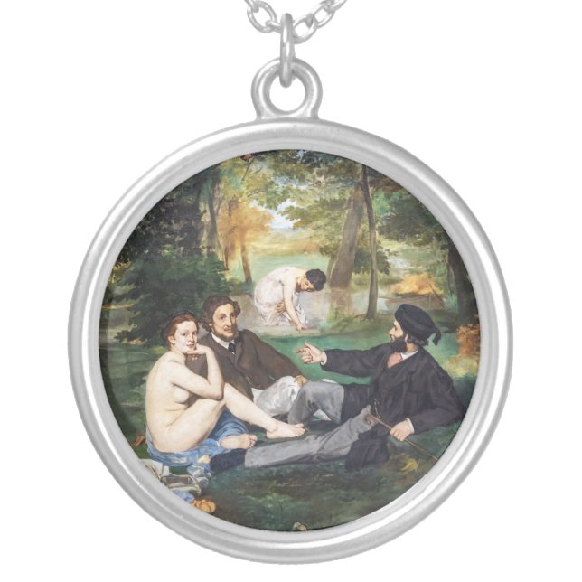 Edouard Manet - Luncheon on the Grass Silver Plated Necklace (Front)