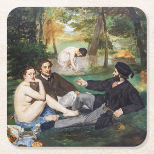 Edouard Manet - Luncheon on the Grass Square Paper Coaster