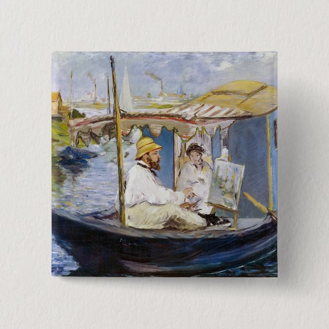 Edouard Manet - Monet in his Studio Boat Button (Front)