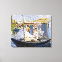 Edouard Manet - Monet in his Studio Boat Canvas Print