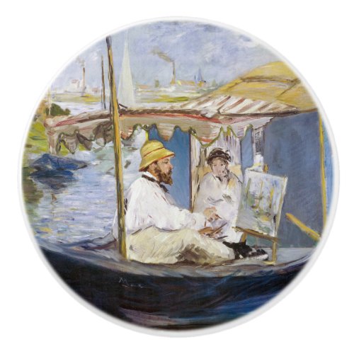 Edouard Manet _ Monet in his Studio Boat Ceramic Knob