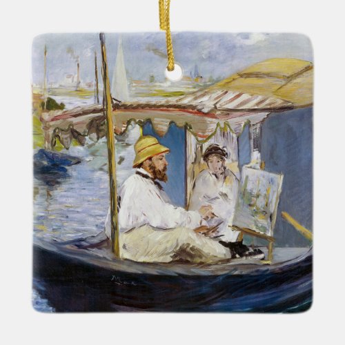 Edouard Manet _ Monet in his Studio Boat Ceramic Ornament