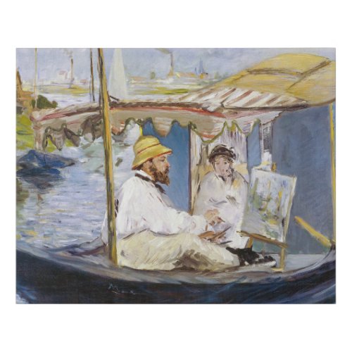 Edouard Manet _ Monet in his Studio Boat  Faux Canvas Print