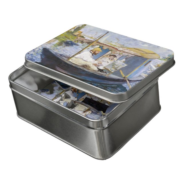 Edouard Manet - Monet in his Studio Boat Jigsaw Puzzle (Lid Open)