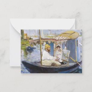Edouard Manet - Monet in his Studio Boat Note Card
