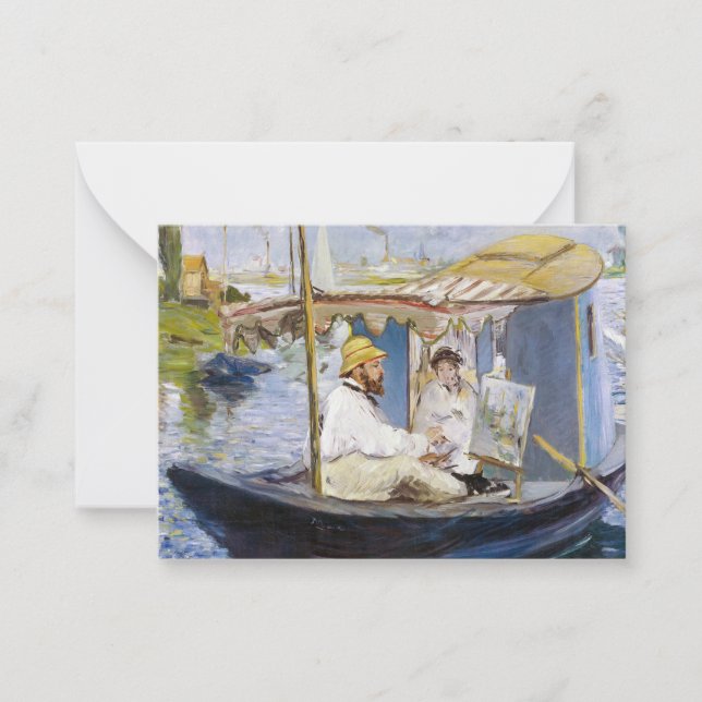Edouard Manet - Monet in his Studio Boat Note Card (Front)
