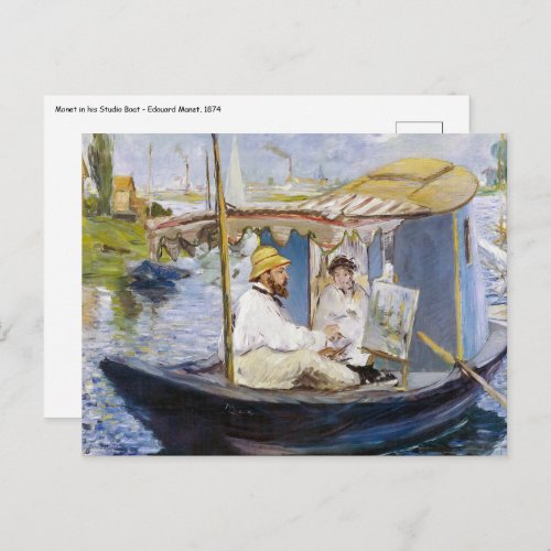 Edouard Manet _ Monet in his Studio Boat Postcard