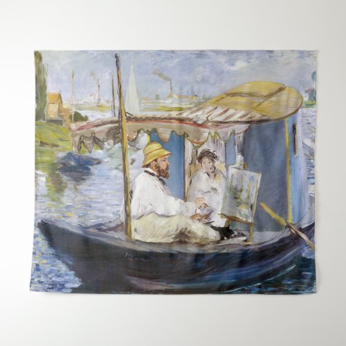 Edouard Manet _ Monet in his Studio Boat Tapestry