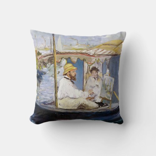 Edouard Manet _ Monet in his Studio Boat Throw Pillow